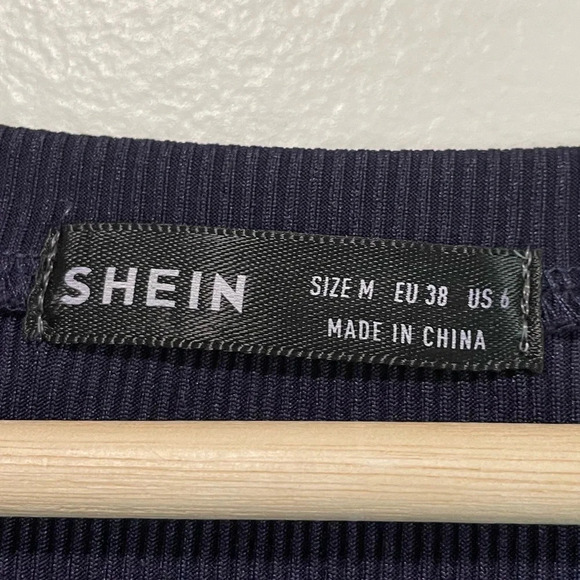 Shein Women’s Navy Blue Drawstring Ruched Side Scoop Neck Dress - Medium - Picture 8 of 10